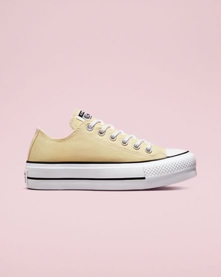 Sapatos Plataforma Converse Chuck Taylor All Star Lift Seasonal Color Cano Baixo Feminino Limão Pretas Branco | PT W009481